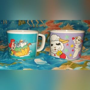 90s Melamine Cups Shari Lewis Lamb Chop Disney Little Mermaid Retro Zak Design